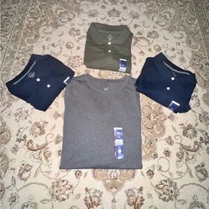 George Bundle Set Of 4. Men’s 2XL SS Pique Polos & Crew Tee. Mutli Color NWT